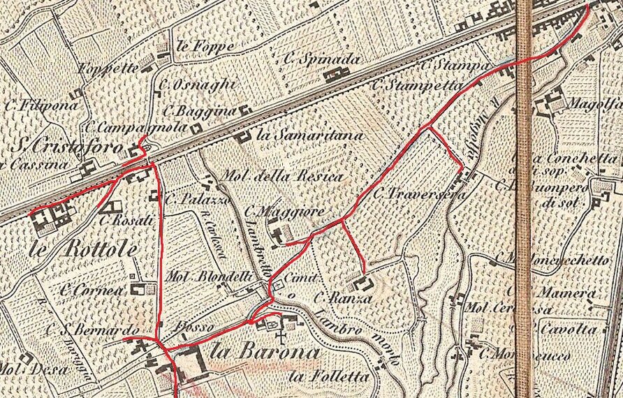 La mappe del percorso interno alla Barona