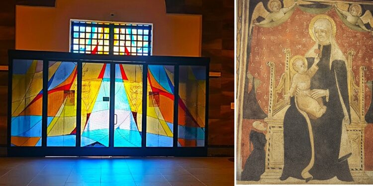 QUELLA CHIESA COSÌ MODERNA CON UN DIPINTO DI SCUOLA GIOTTESCA (XIV SEC.)